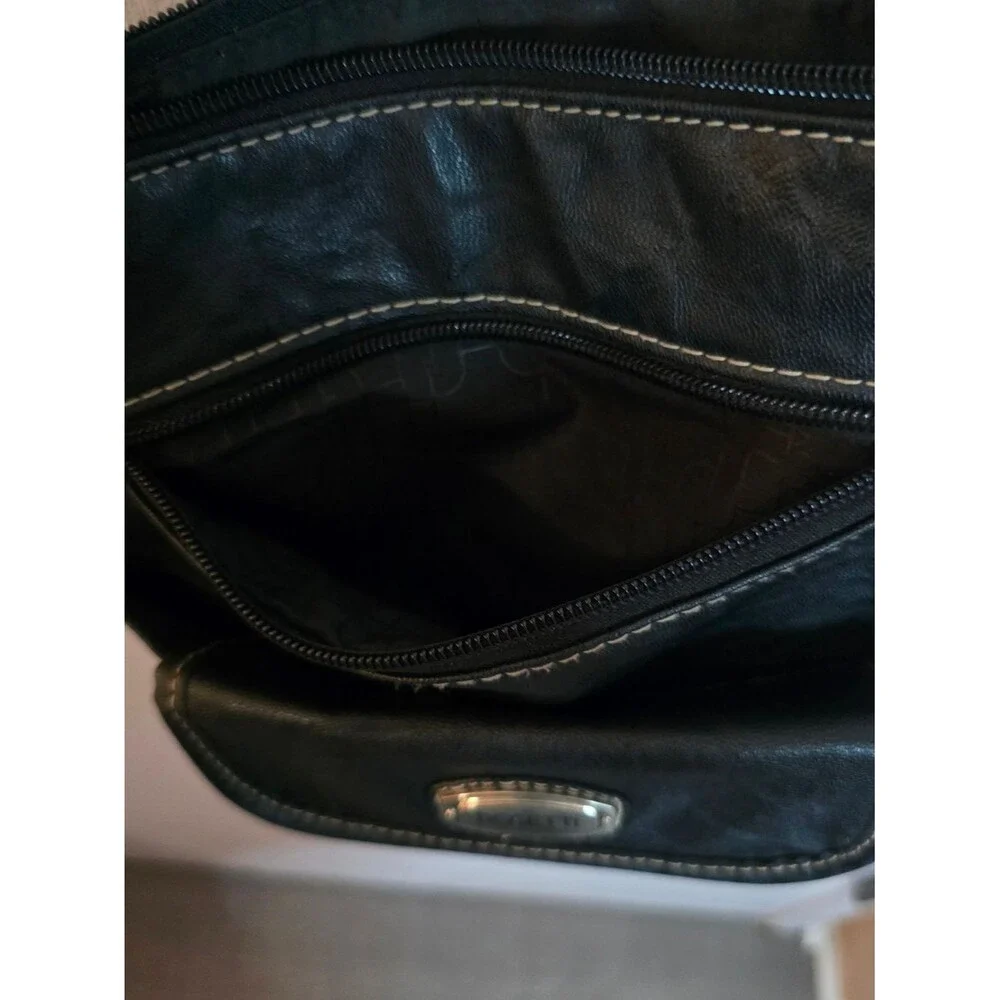 Rosetti Black Crossbody Multipocket Vegan Leather Bag with Contrast Stitching